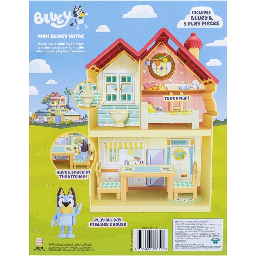 Elg Toys Bluey Mini Speelhuis med møbler og lekefigur