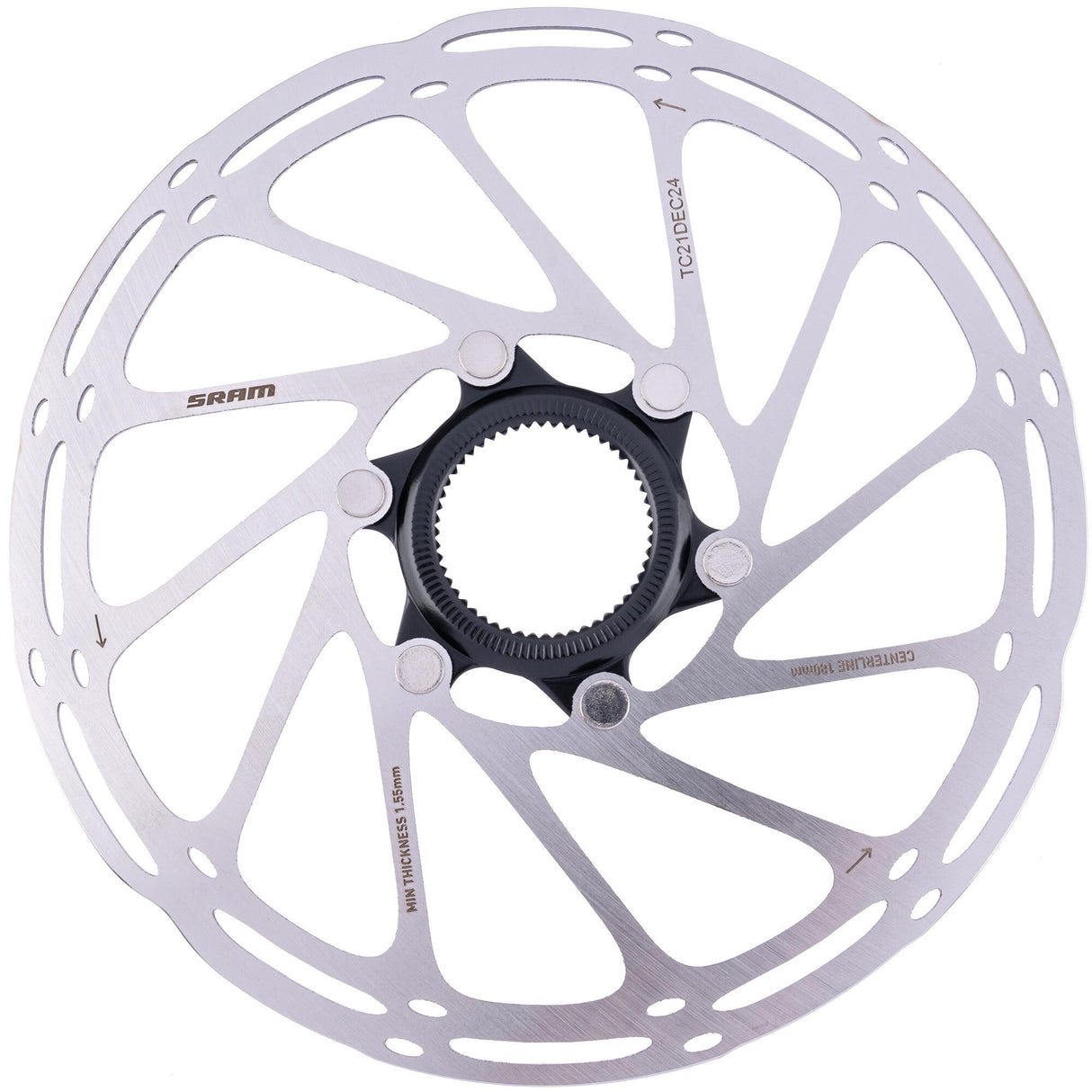 Linha central do rotor do disco de freio Sram 180mm com anel de travamento