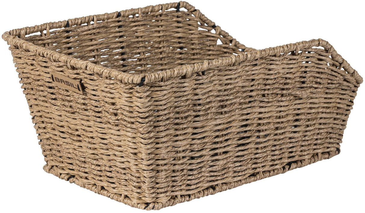 Basil Cento Rattan Look WSL - Bicycle basket - On the back - Including Basil WSL system - Light brown