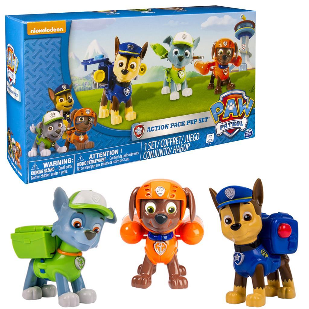 Paw Patrol Action Pack 3 Puppies Rockyen Zuma in Chase