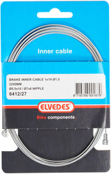 Elvedes 2250mm galvanized wire brake cable, ø1.5mm Weinmann, and coupling nipple (on card)