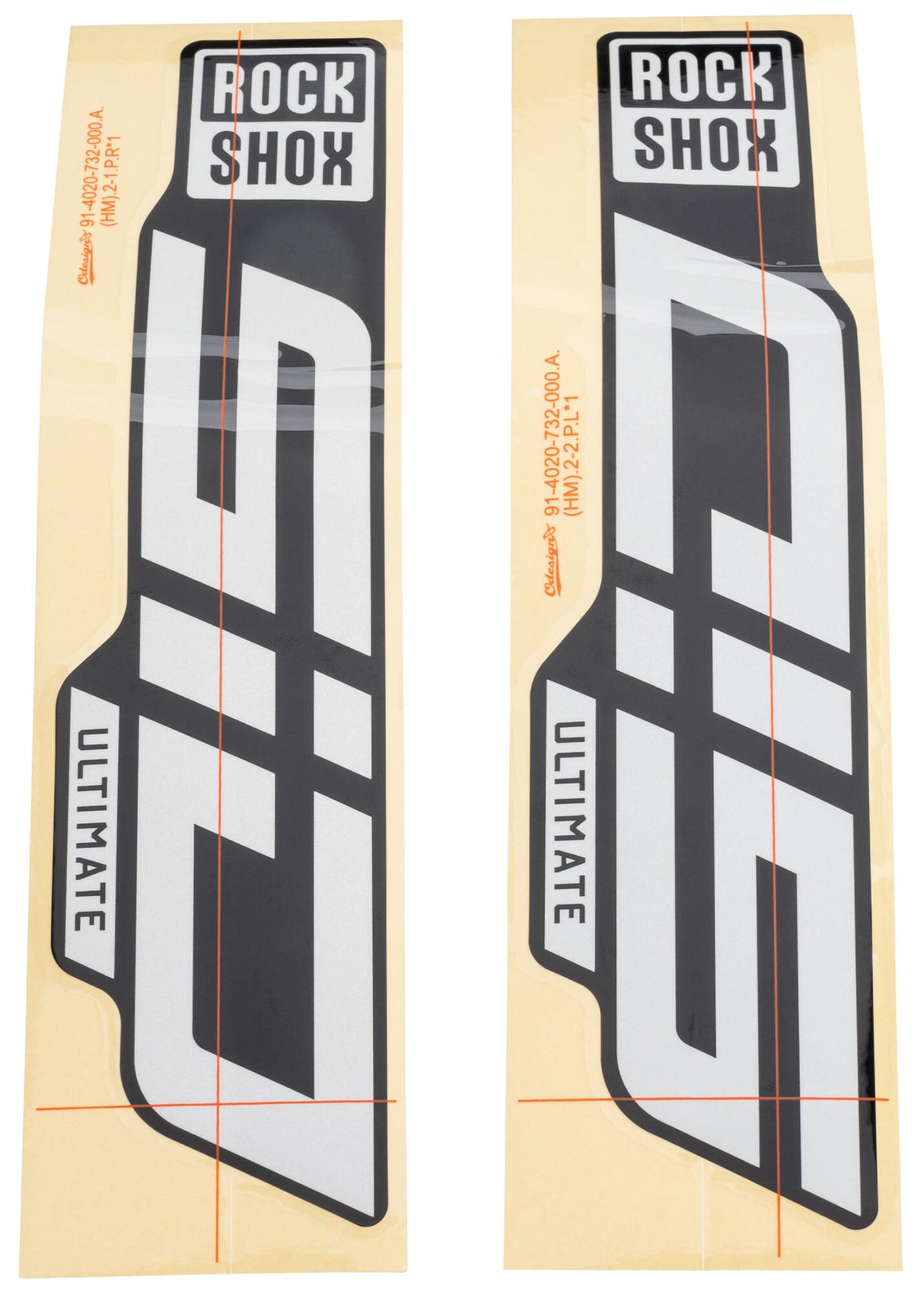 Rockshox decor set decal set rs glossy white for black sliders
