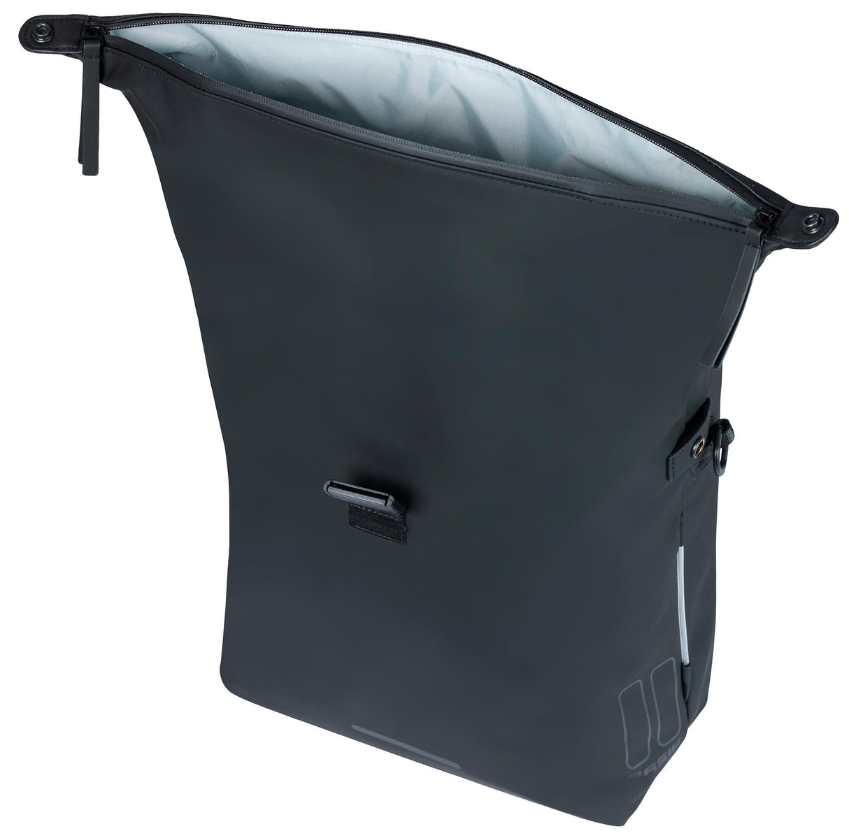 Basil Soho Mik Side Bicycle Shoulder Bag - Black, Waterproof, PU, Nordlicht LED, 17L