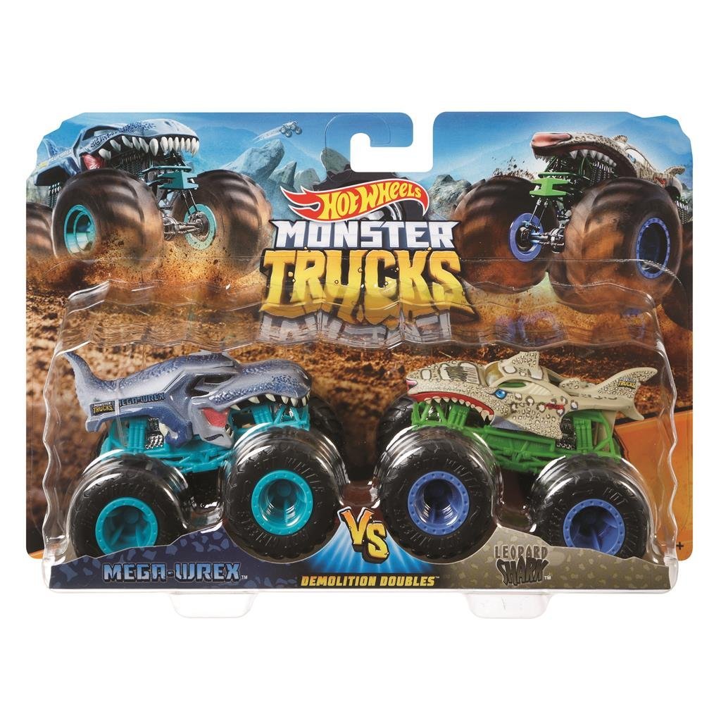 Mattel hot wheels monster trucks mega wrex and leopard shark assorted