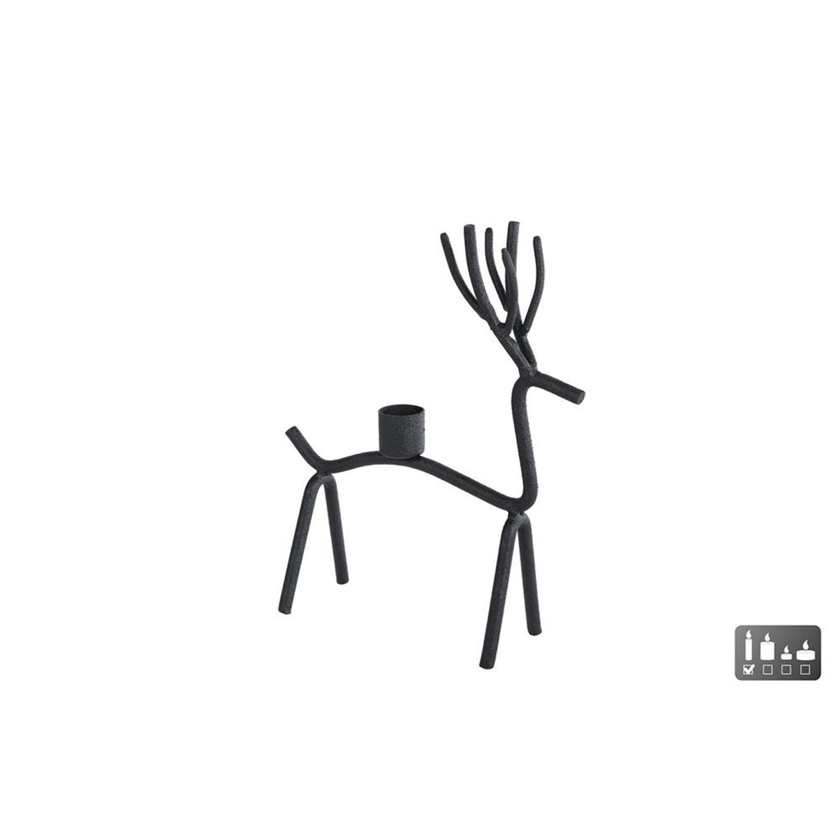 Cosydecor kandelaar hert metaal 14x7x21cm
