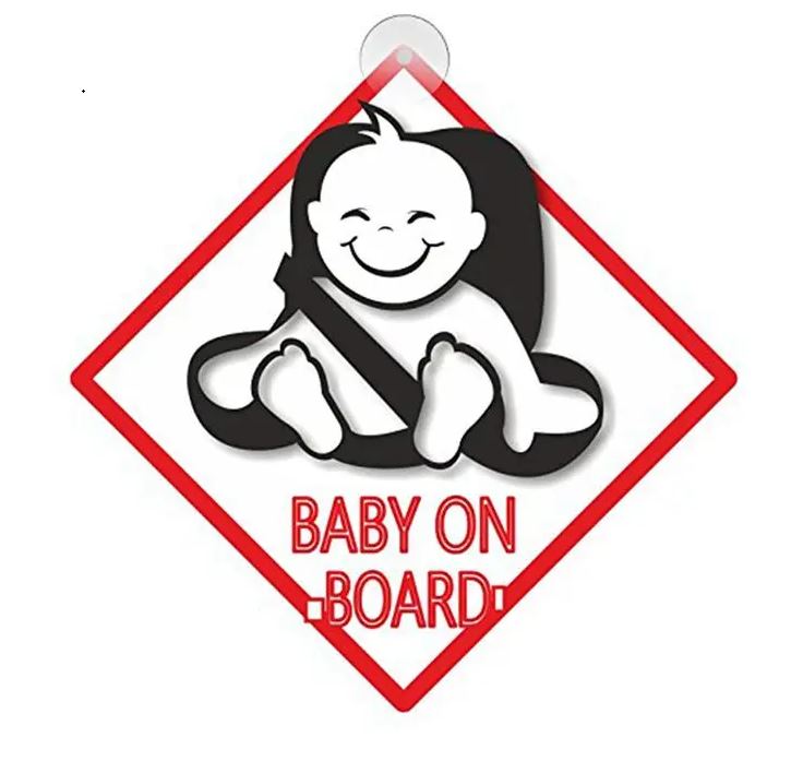 Baby on board sign with suction cups