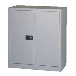 Steel tambour door cabinet low 91.4x40x100 grey