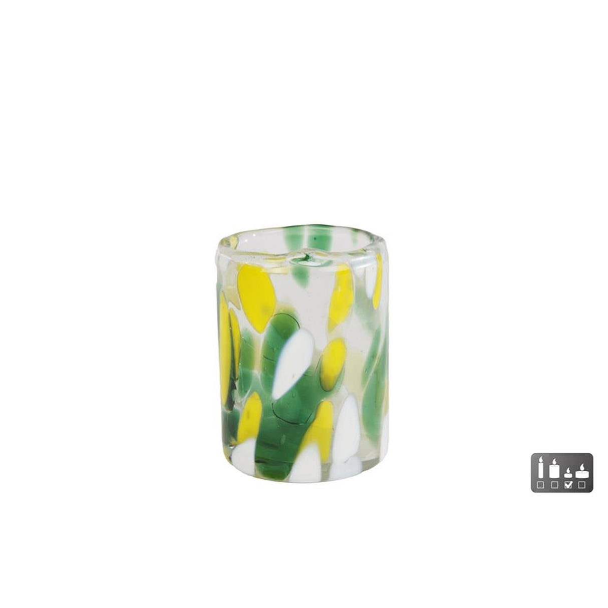 Theelicht dots s glas 5,5x5,5x7cm