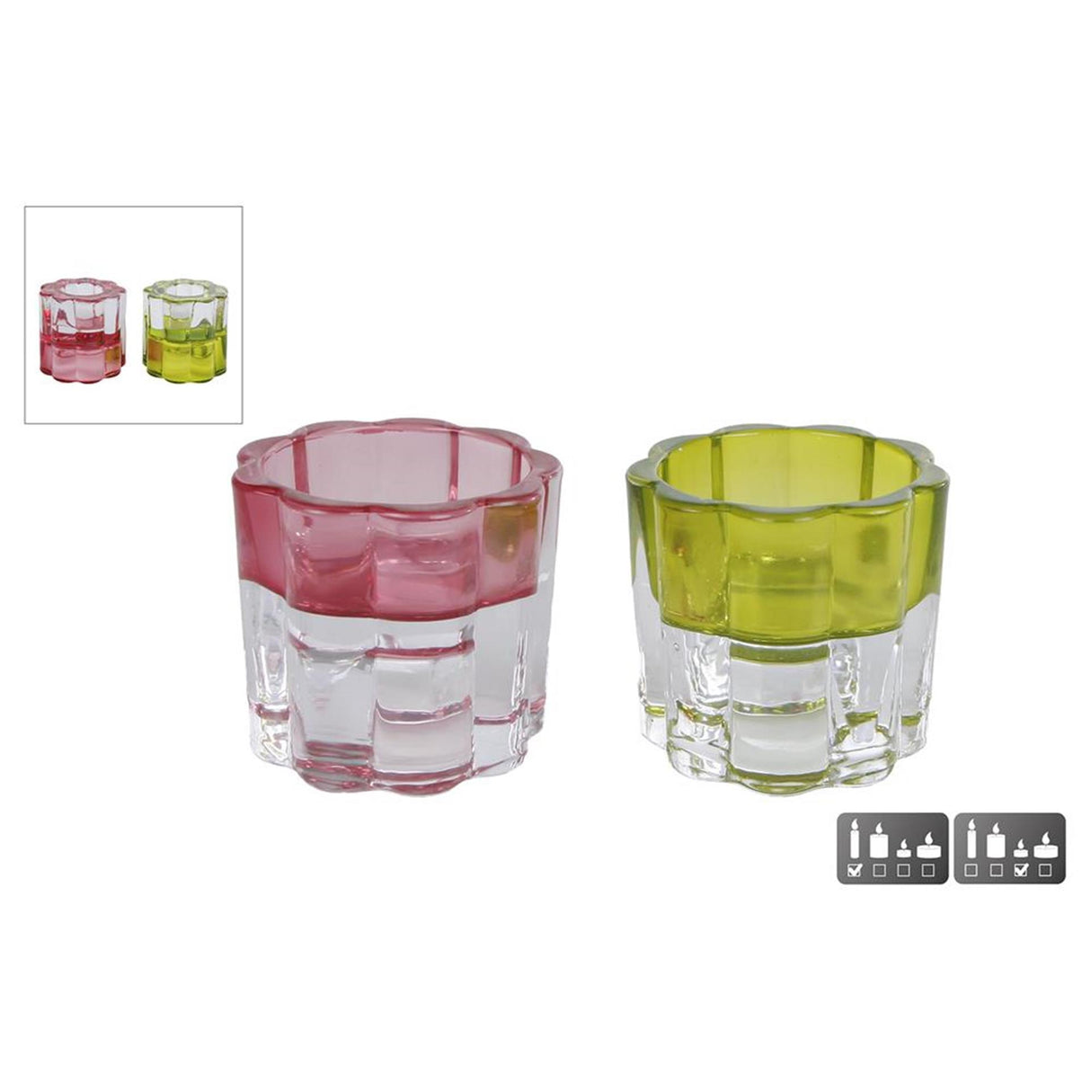 Theelicht bloem glas 5,5x5,5x5cm