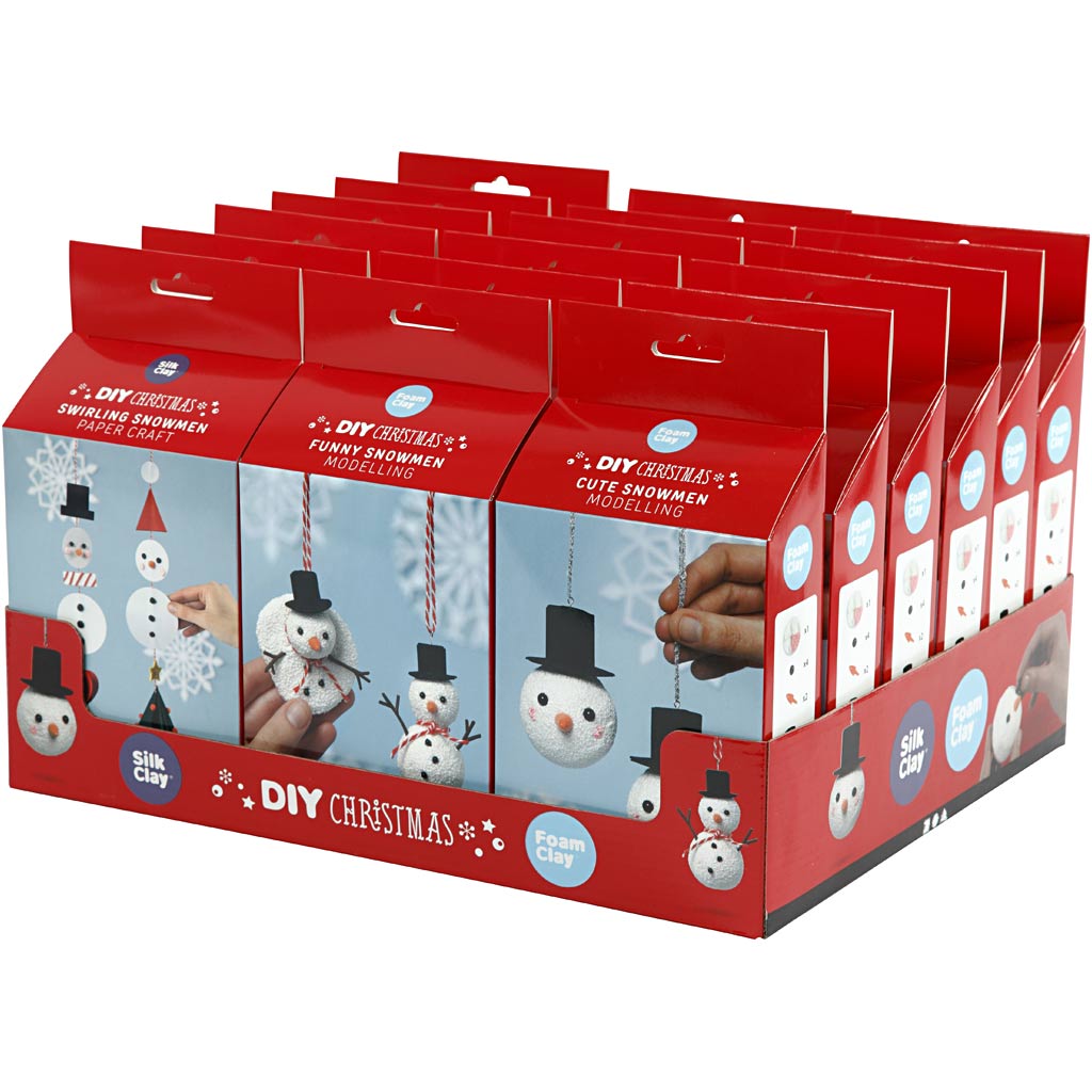 Silk clay cute and funny snowmen, 18 set 1 box