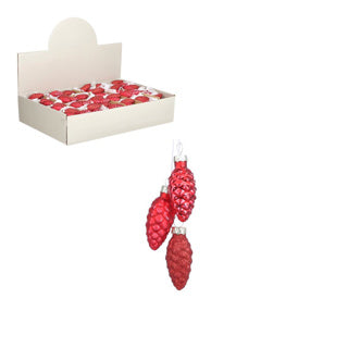House of Seasons Christmas Ornament Dennenappel Red 6x3 cm