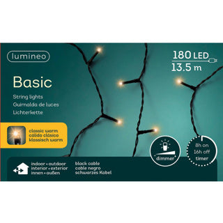 Lumineo kerst led verlichting binnen buiten warm 13,5 meter 180 lampjes