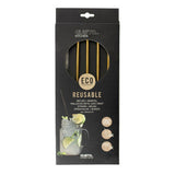 Gusta stainless steel straws + brush gold 4 pieces
