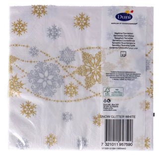 Serviettes Duni blanc neige 33x33 cm | 12 pièces