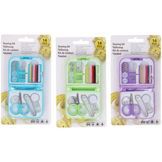 Basic sewing set 14-piece 3 assorted colors