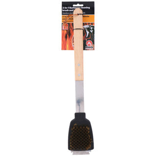BBQ Collection Brush with SCHRAPER stainless steel oak