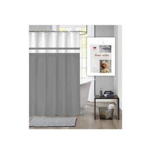Dutch house shower curtain 180x200 plain gray