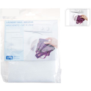 Washing bags with zipper set of 2 40 x 30 cm 30 x 25 cm white