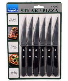 Amefa pizza steak knives 6 pieces black