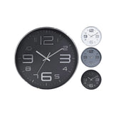 Wall clock 30.5 cm 3 assorted silver