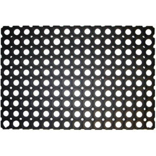 Doormat rubber black with holes 60x40 cm