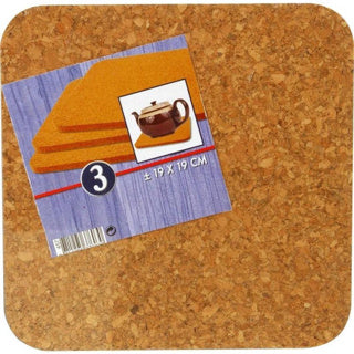 No brand cork pan coasters 19 cm set of 3