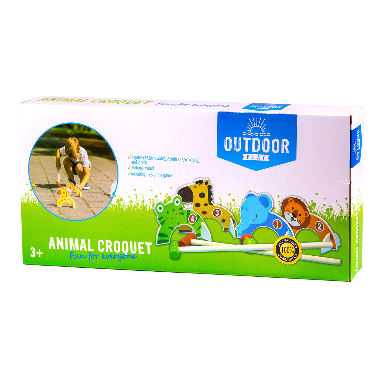 Croquet di animali in legno di gioco all'aperto