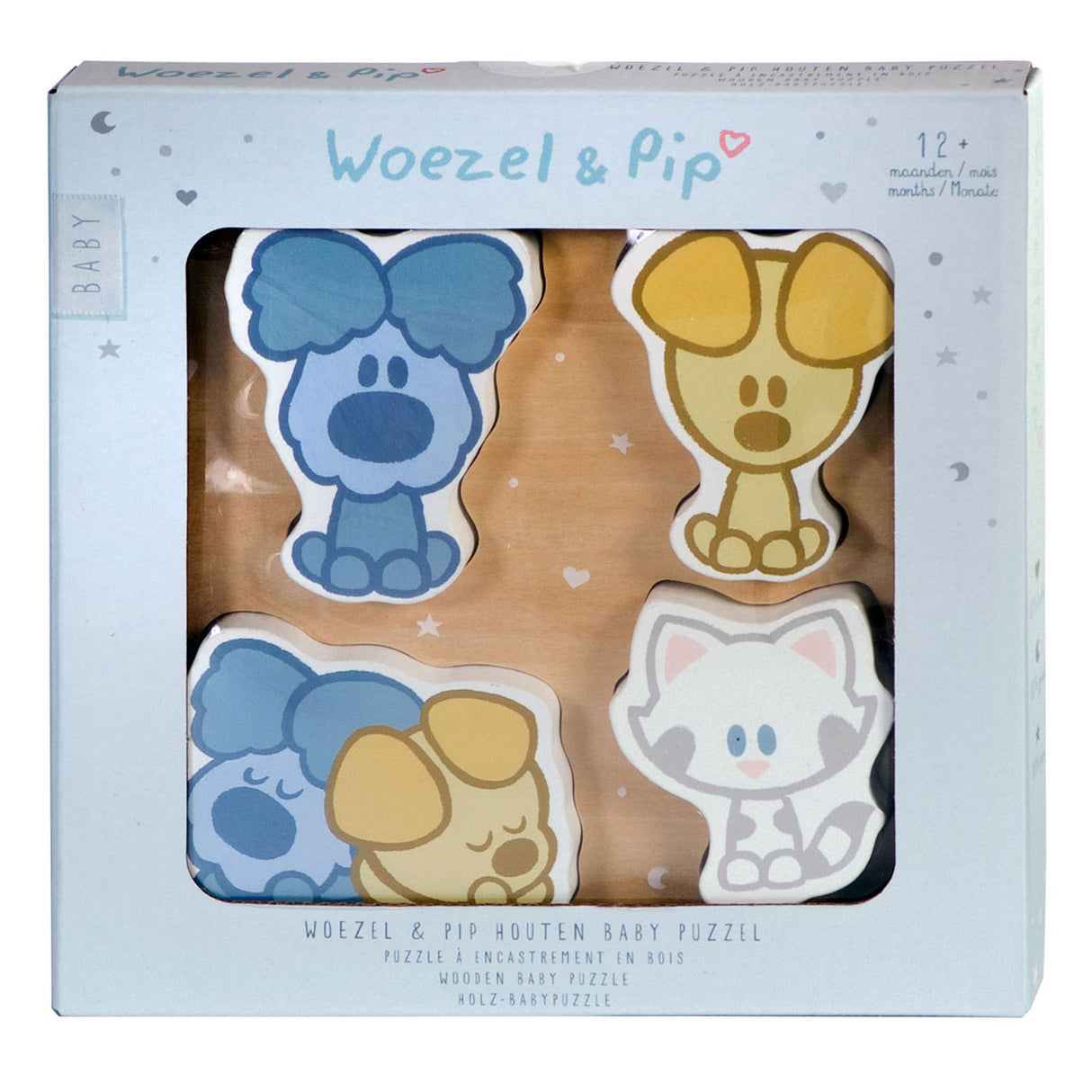 Rubo Toys Woezel and Pip Baby Wooden Puzzle, 4st.
