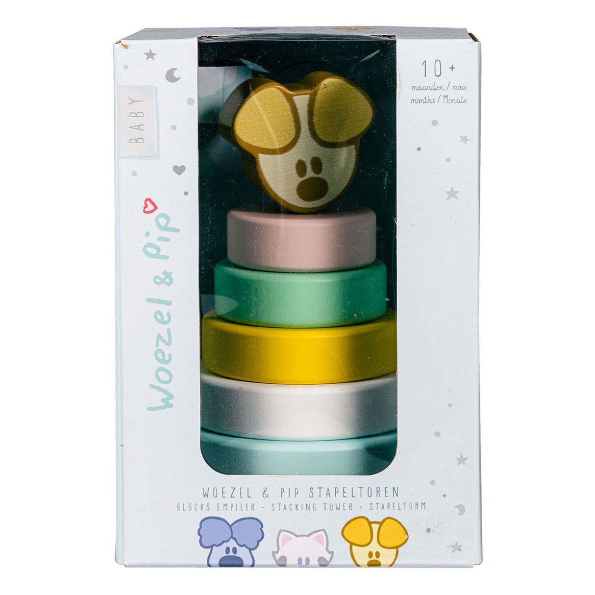 Rubo Toys Woezel and Pip Pip Baby Stack Tower, 7dlg.