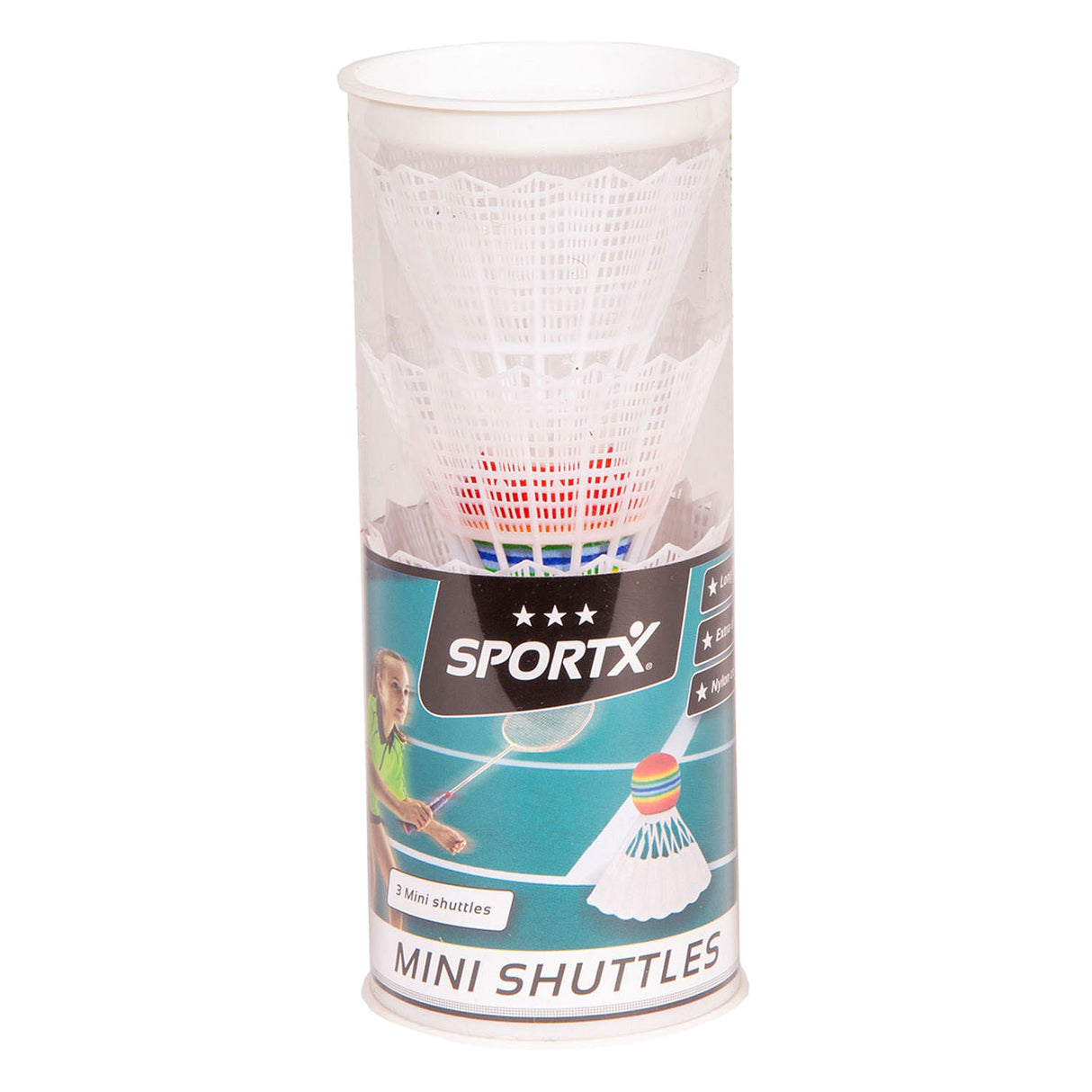 SportX mini badminton shuttles in tube, 3st.