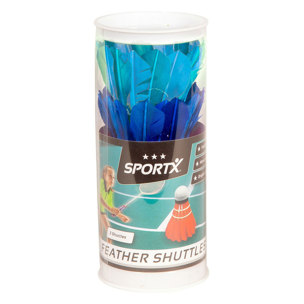 Sportx shuttle veren gekleurd in koker, 3st.