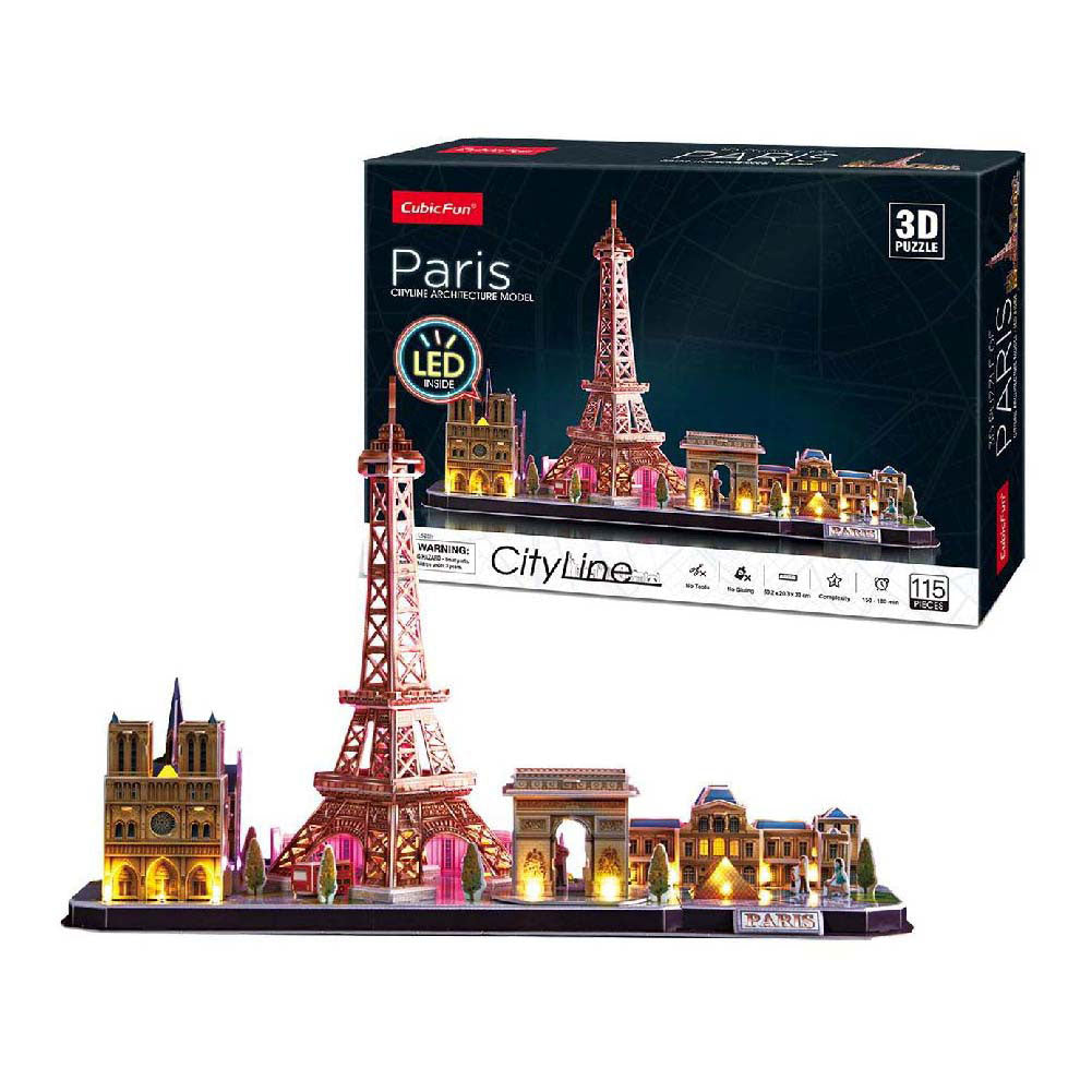 Cubic Fun 3D Puzzle City Line Paris with LED lighting, 115dlg.