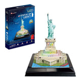 Statua di libertà del puzzle di divertimento cubico con illuminazione a LED