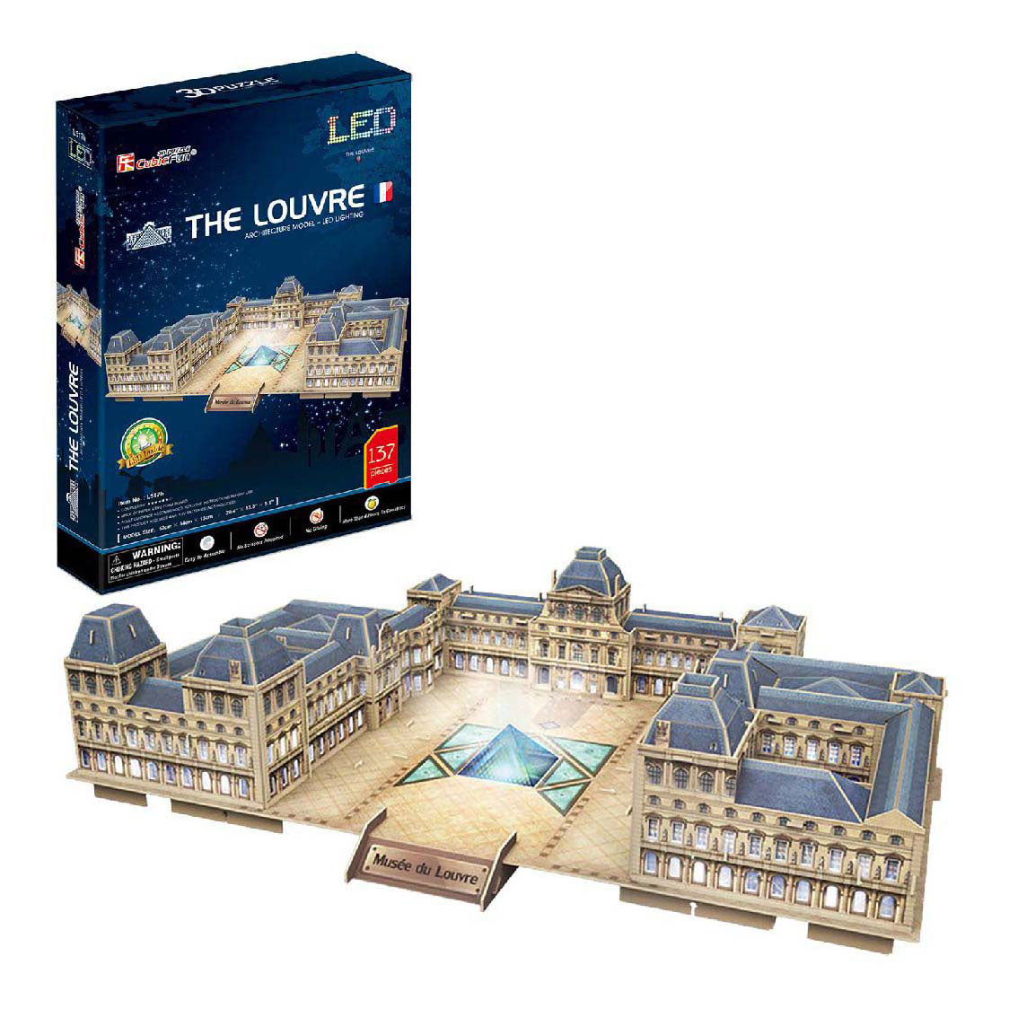 Cubic Fun 3D Puzzle De Louvre with LED lighting