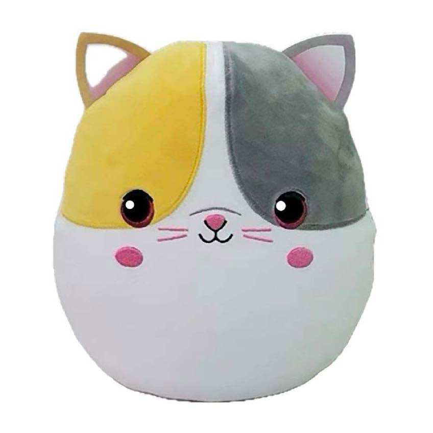 Ty Beanie Ty Squish A Boo Yellow Gray Cat, 20cm
