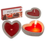 Ootb heart candle set of 2 in cement pot