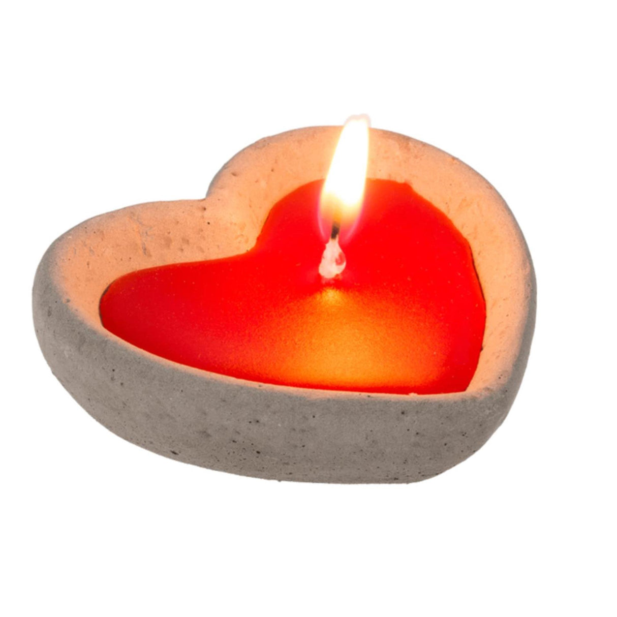 Ootb heart candle set of 2 in cement pot