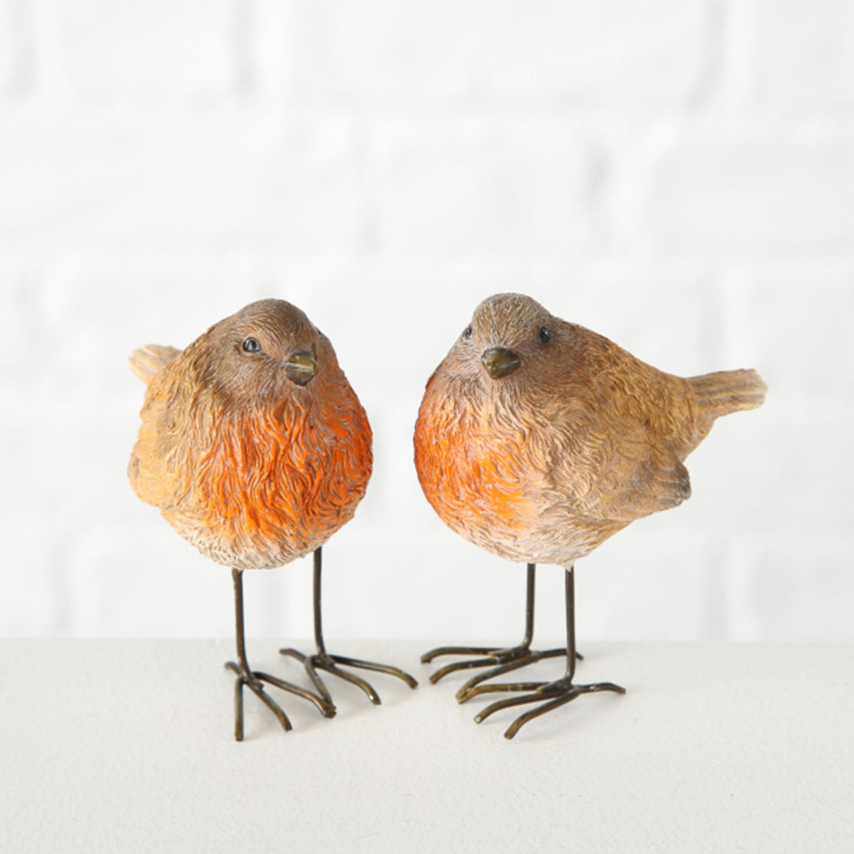 Boltze home bird robin h8cm synthetic resin brown