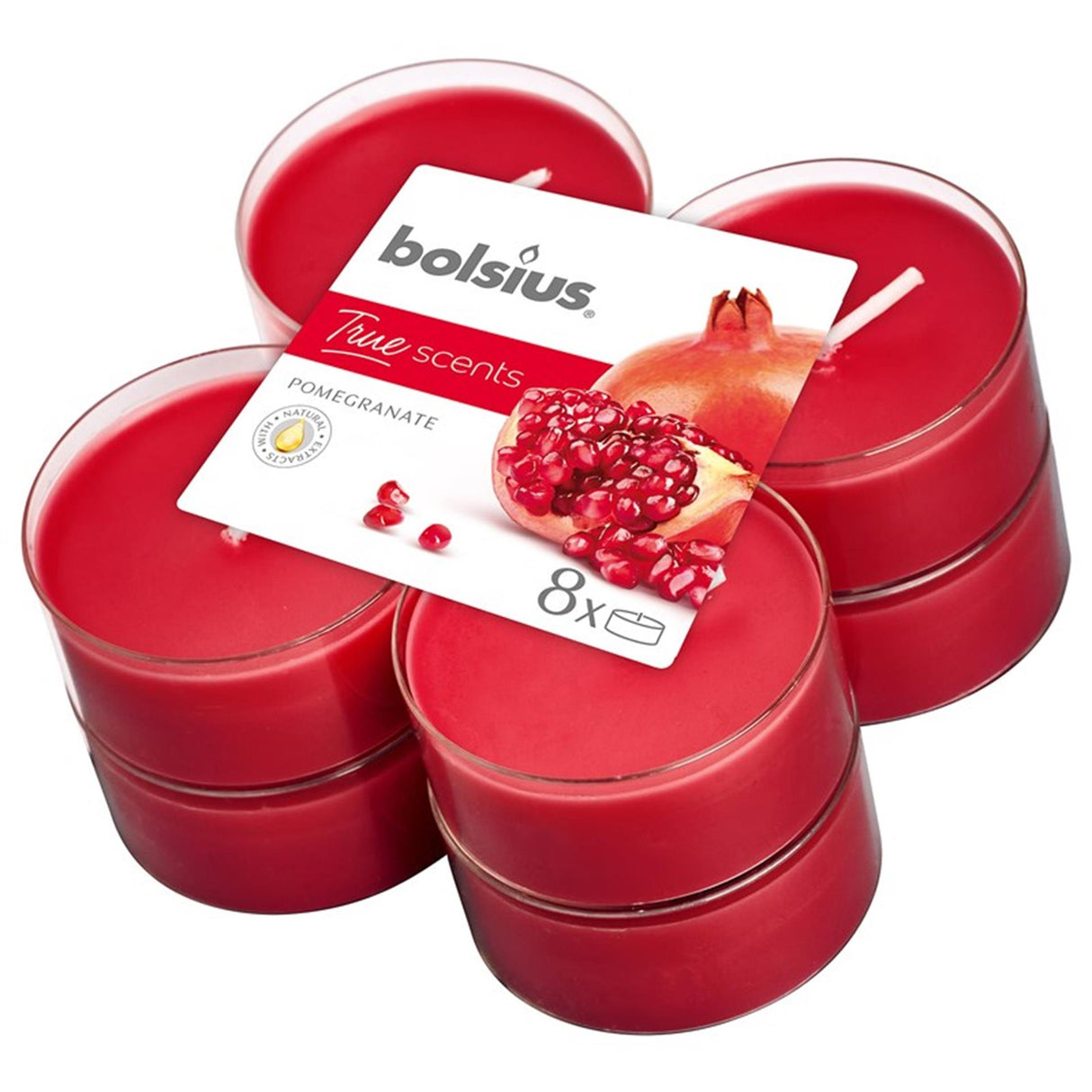 Bolsius maxi lights true scents pomegranate clear cup