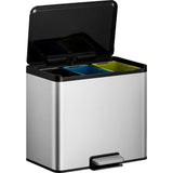 EKO Essential Recycling Pedal bin 3 x 9 liters Mat stainless steel
