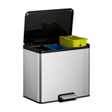EKO Essential Recycling Pedal bin 3 x 9 liters Mat stainless steel