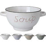 Earthenware soup bowl with handles