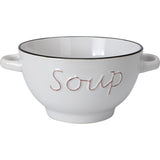 Earthenware soup bowl with handles