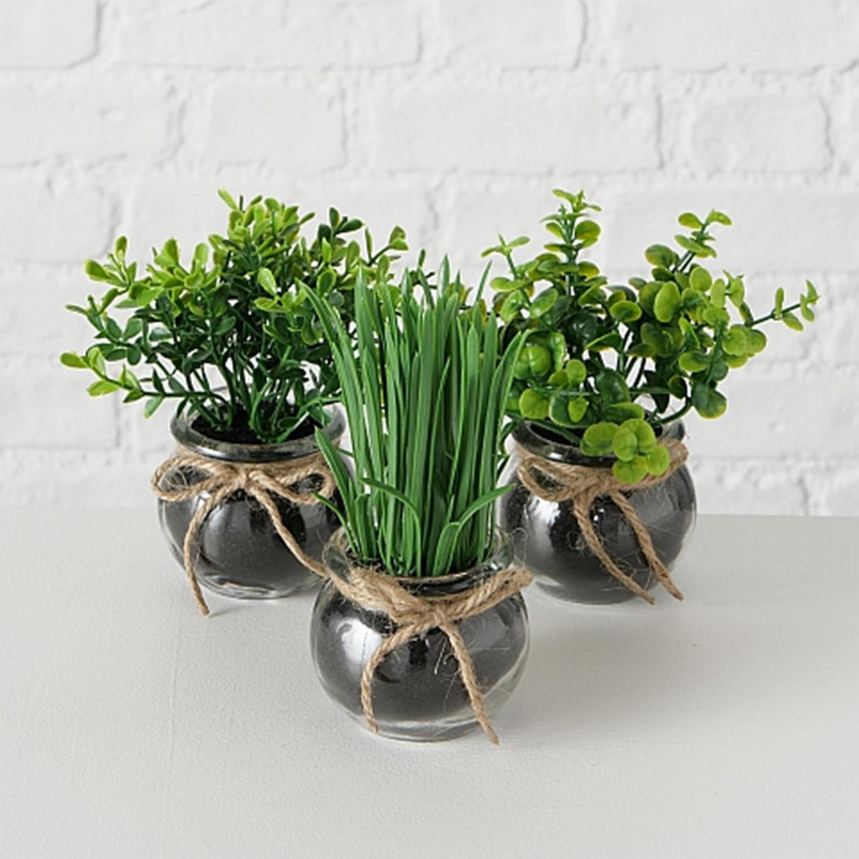 Boltze home kunstplant in glazen pot ø13x15cm