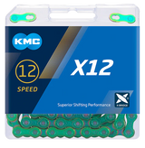 Corrente Shimano kmc x12 encerado 126 elos - verde aurora