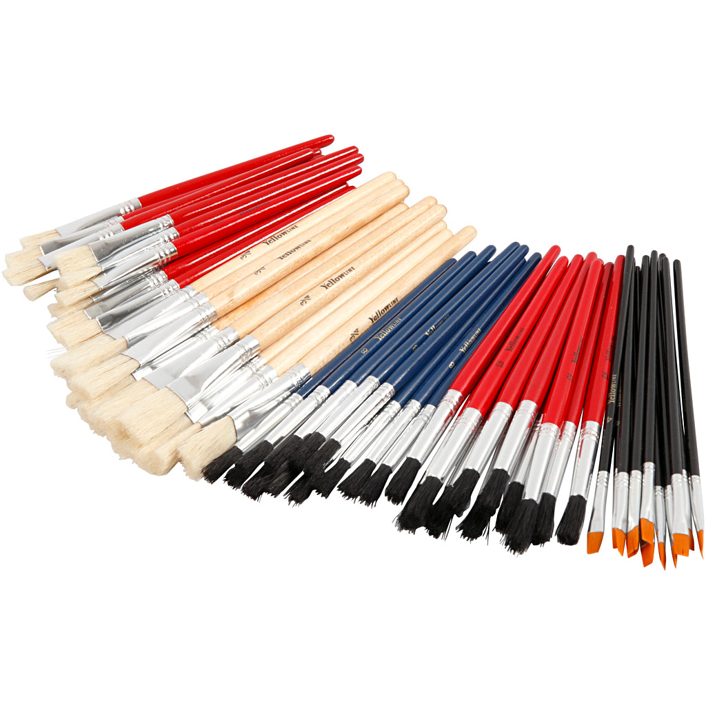 Creativ company yellowline brush set, size 4+8+10+12+3 4, 60 pieces 1 box