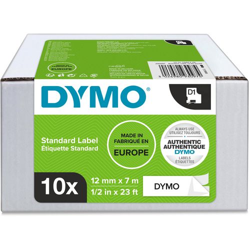 Labeltape dymo 45013 glanzend 12 mm zw wi