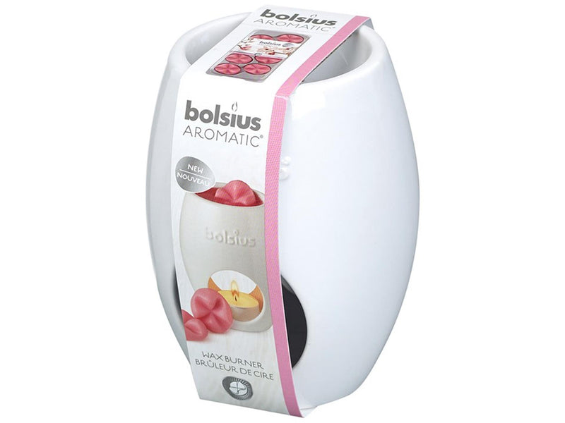 Quemador de cera aromática Bolsius elipse blanco
