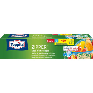 Toppits Zipper Multi-functional bags 3 liter 8 pieces