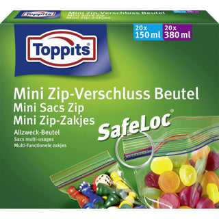 Toppits Mini Zip bags Safeloc 150 ml 380 ml 40 pieces